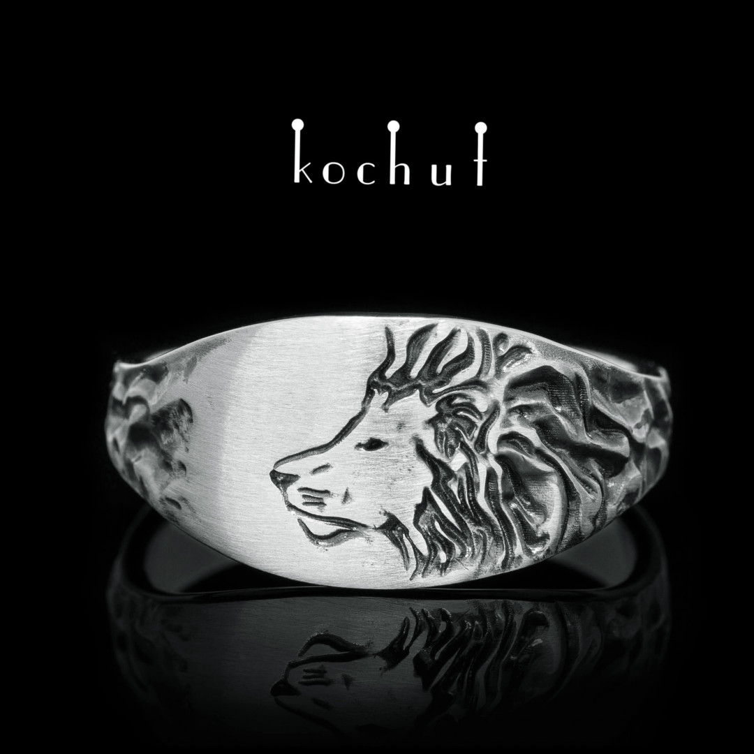 Mens silver hot sale lion ring